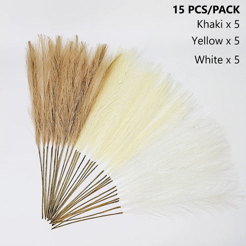 15Pc 55CM Artificial Pampas Grass Decor Bohemian Reed for DIY Floral