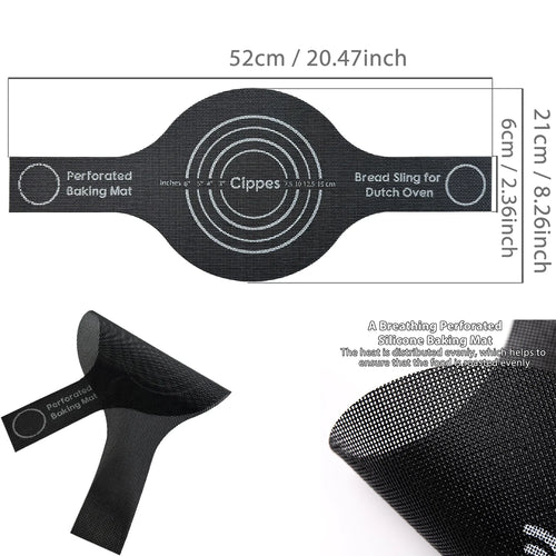 Silicone Bread Sling for Dutch Oven, Reusable Baking Mat with Long