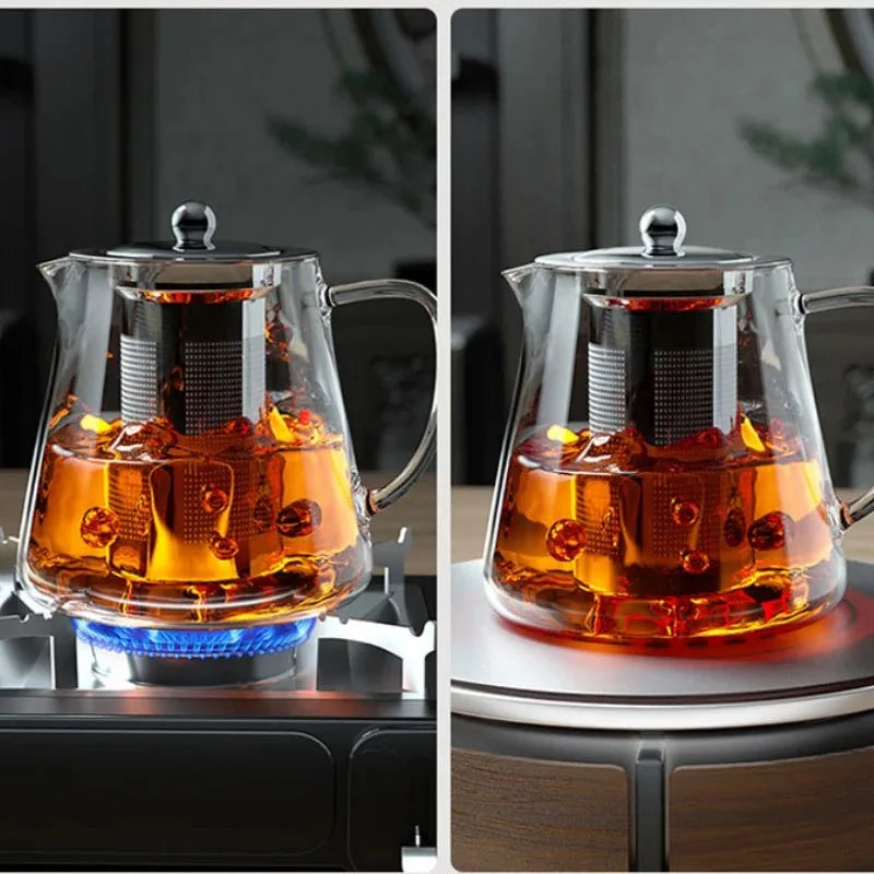 1pc Glass Teapot Heat Resistant Borosilicate Clear Tea Kettle with