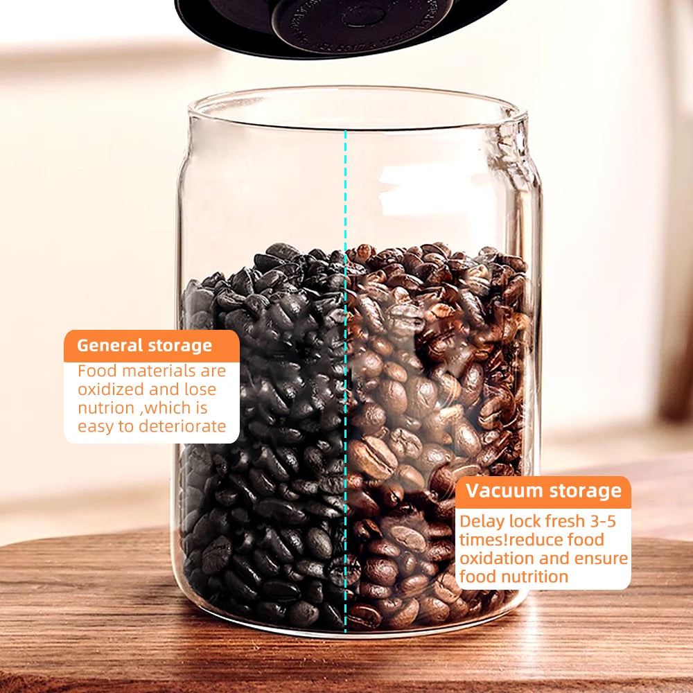 Vacuum Sealed Jar Coffee Bean Storage Bottle Kitchen Food Grain Tea