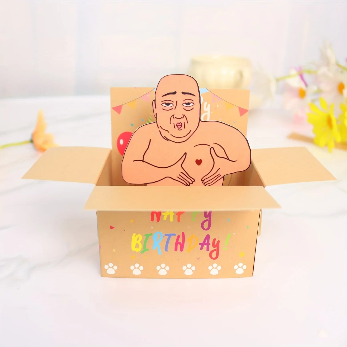 1pc Hilarious Happy Birthday Pop-Up Card - Humorous 3D Character