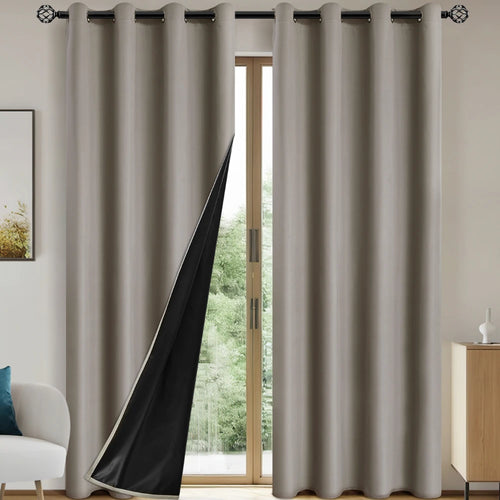 1panel Solid 100% Blackout Curtains with Grommets, Total Privacy