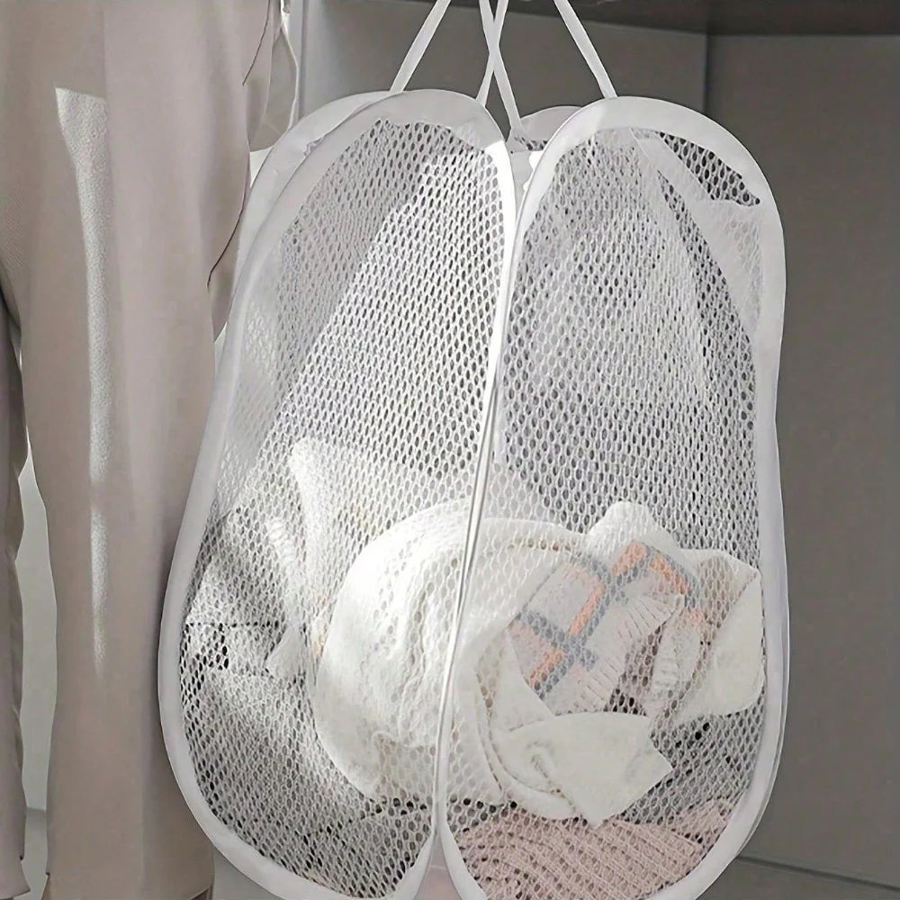 Collapsible Pop-up Mesh Laundry Basket Portable Clothes Hamper for