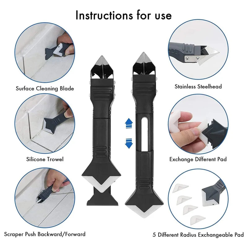 Silicone Scraper Sealant Smooth Remover Tool Set 9 In 1 Floor Caulk
