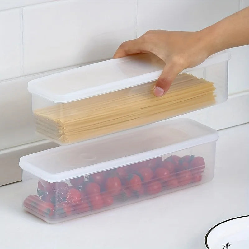 4 Pcs Long Rectangular Food Storage Containers, Plastic Reusable