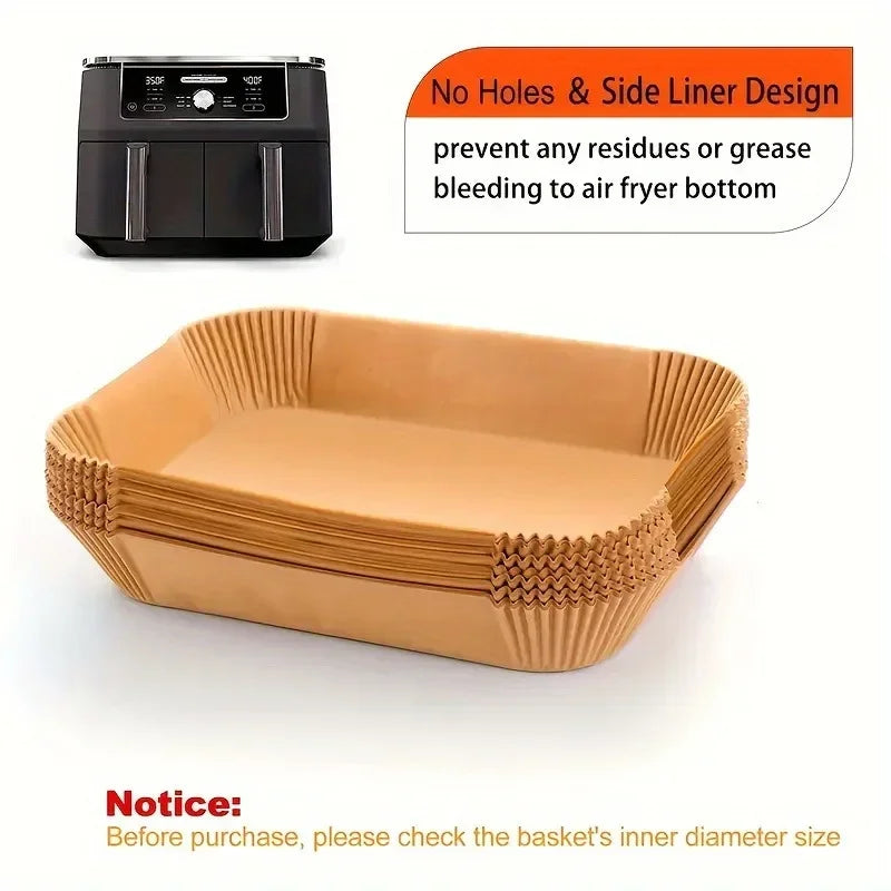 Extra Large Rectangular Paper Air Fryer Liners - Non-Stick, Easy