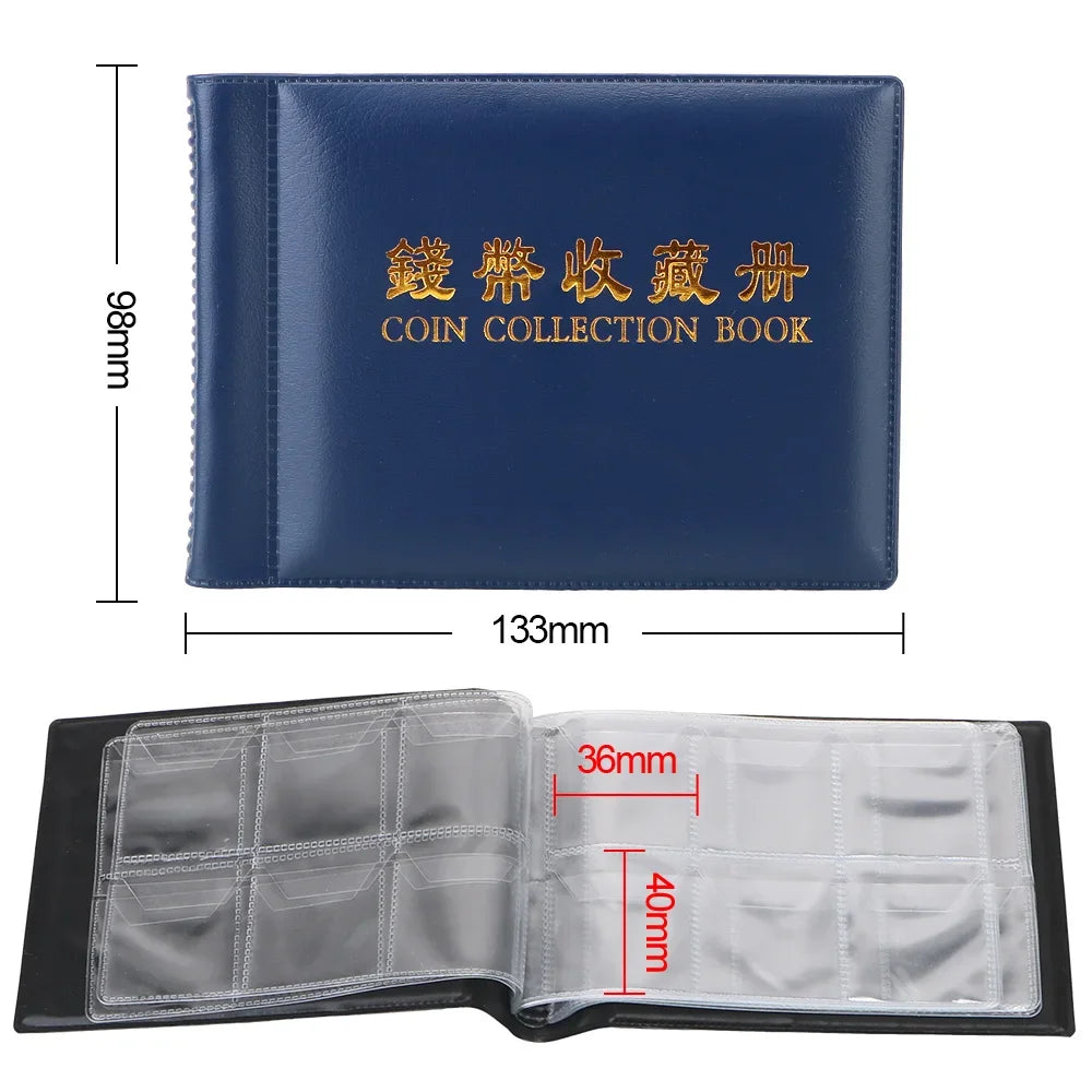 HWZXYXGS 120/60 Pockets Artificial PU Leather Coins Collection Album