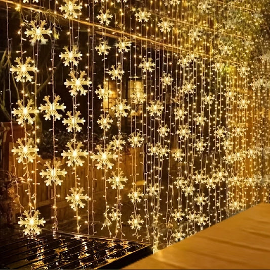3m LED Snowflake Curtain Lights, Romantic Christmas Curtain String