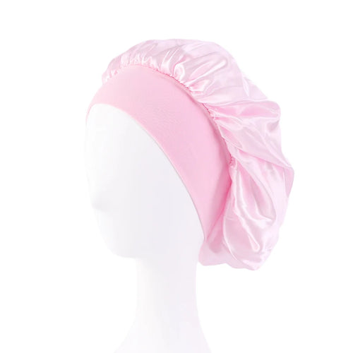New Satin Wide Brim Nightcap Silky Bonnet Hair Wrap for Sleeping Sleep