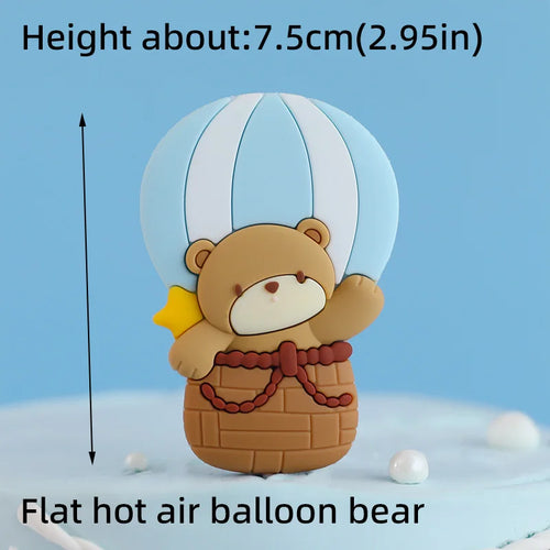 New 3D Bear Cake Topper Baby Shower Bear Decoration Boy Girl Happy 1st