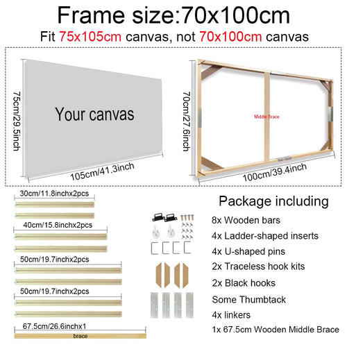 30x40 40x50 60x90cm Canvas Frame Wooden Frames Wooden Photo Oil