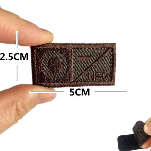 5*2.5CM Small Patch with Hook and Loop Blood Type A B AB O POS NEG