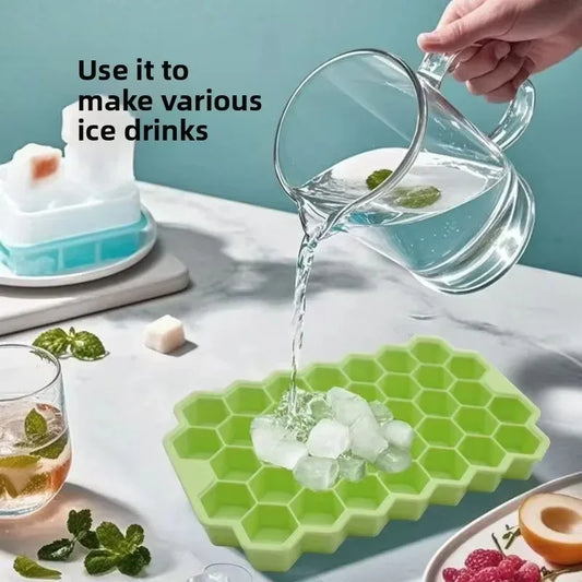 37-Compartment Silicone Meatball Molds with Lids Honeycomb Fish Ball