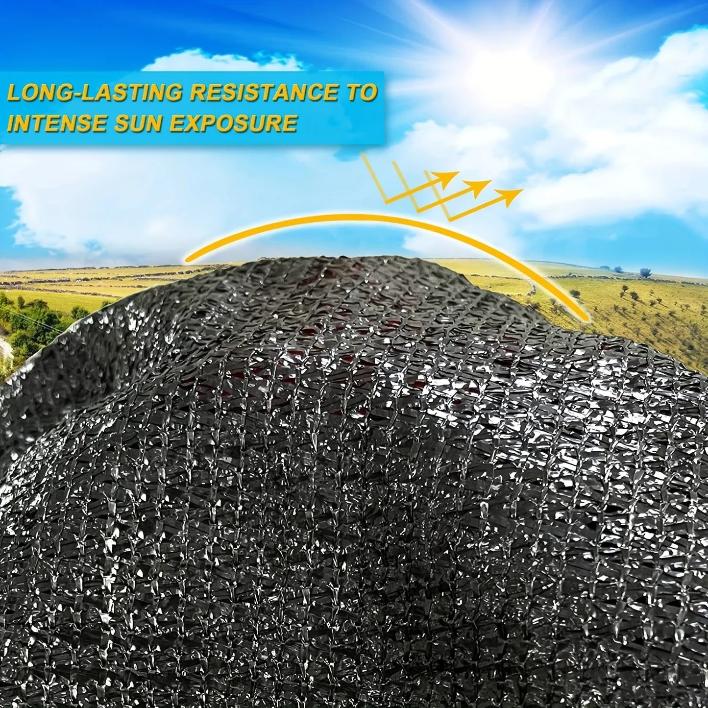 Black Shade Cloth Sunblock Mesh Cover Taped Edge With Grommets, Sun