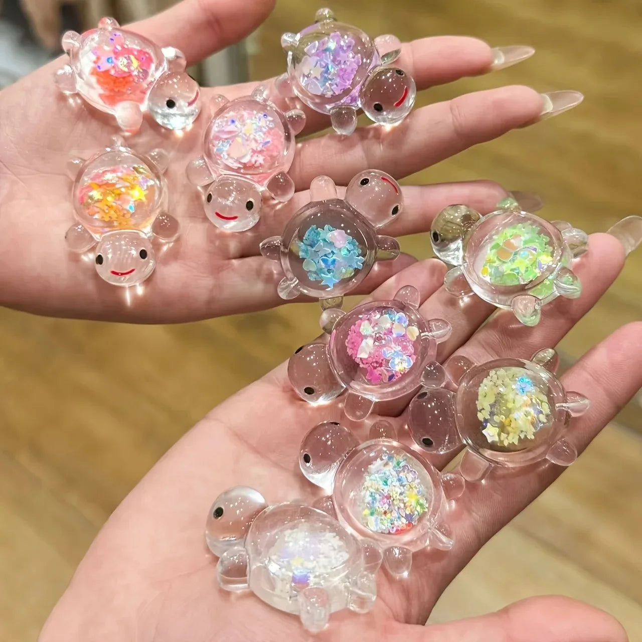 10pcs Glow in The Dark Resin Turtle Figurines Vibrant Colorful Turtle