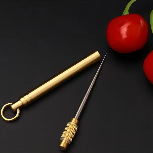 High-end multi-functional brass one-piece toothpick, fruit keychain,