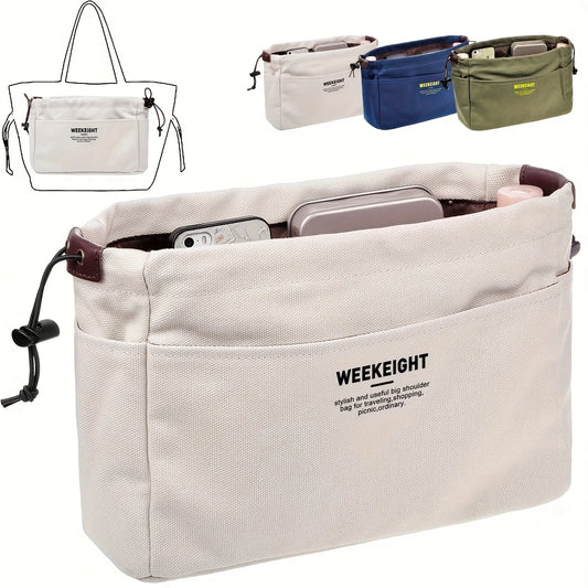 1/2pcs Drawstring Canvas Storage Organizers Multi-Pockets Liner Bag