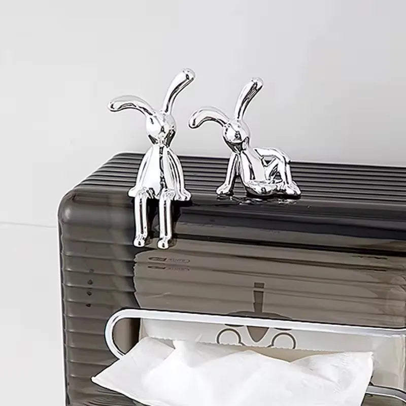 2PC Long-Eared Rabbit Double Statue Cartoon Decoration Accessories