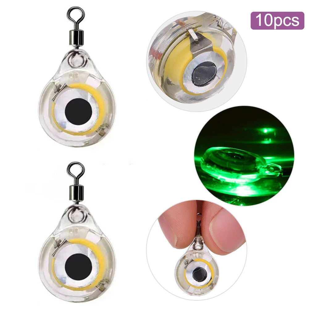 10pcs LED Attracting Fish Light Mini Deep Drop Underwater Eye Shape