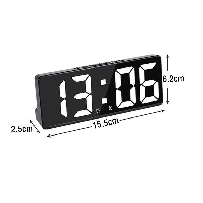 Digital Alarm Clock Voice Control Teperature Snooze Night Mode Desktop