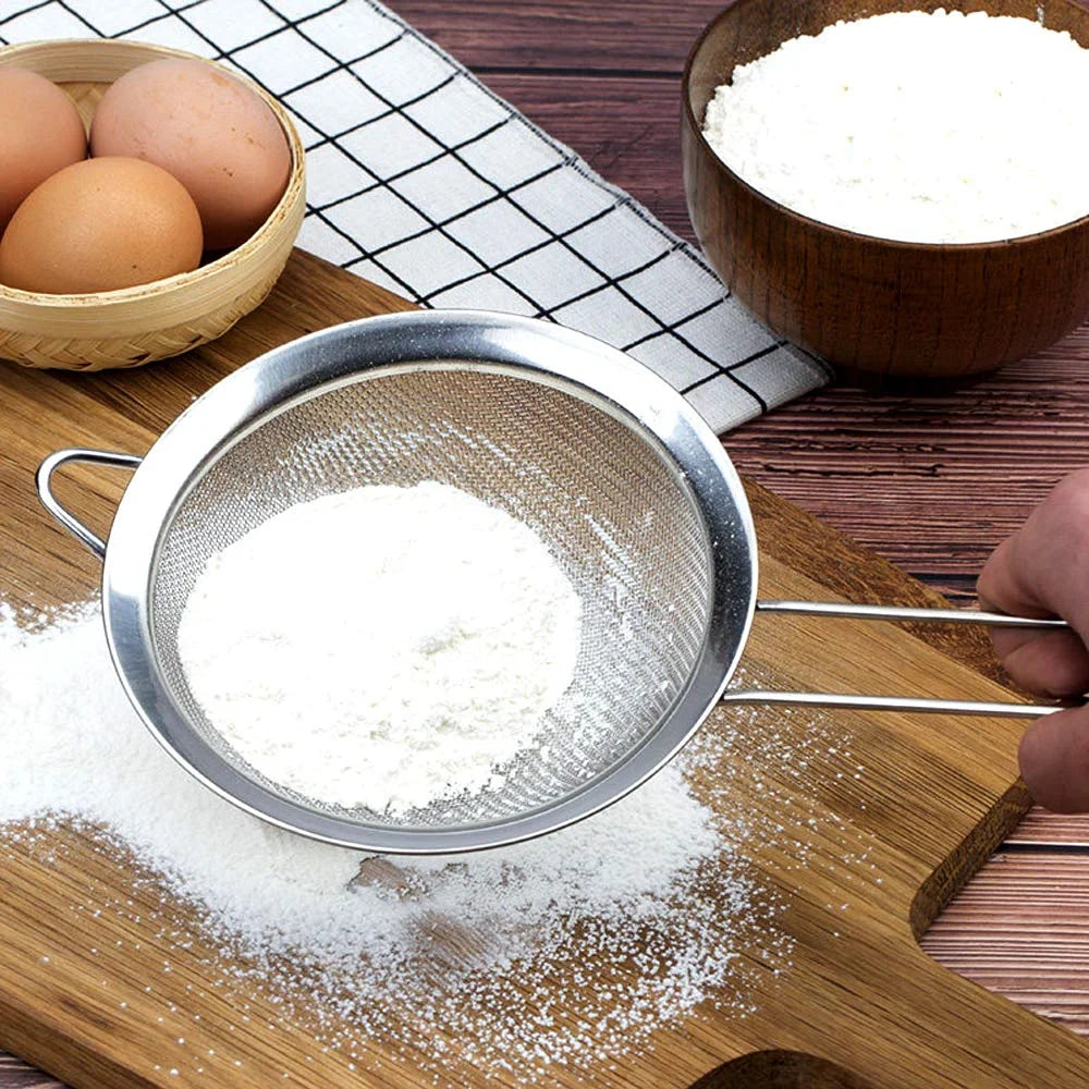 3pcs Fine Mesh Strainers Set Stainless Steel Multipurpose Flour Sieve