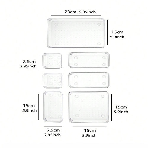 7 件套 Desk Drawer Organizers Set Plastic Bathroom Storage Makeup