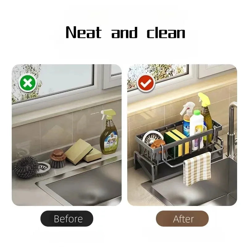 Kitchen Sponge Rack Drain Water Place Dish Soap Organize Rags Multi