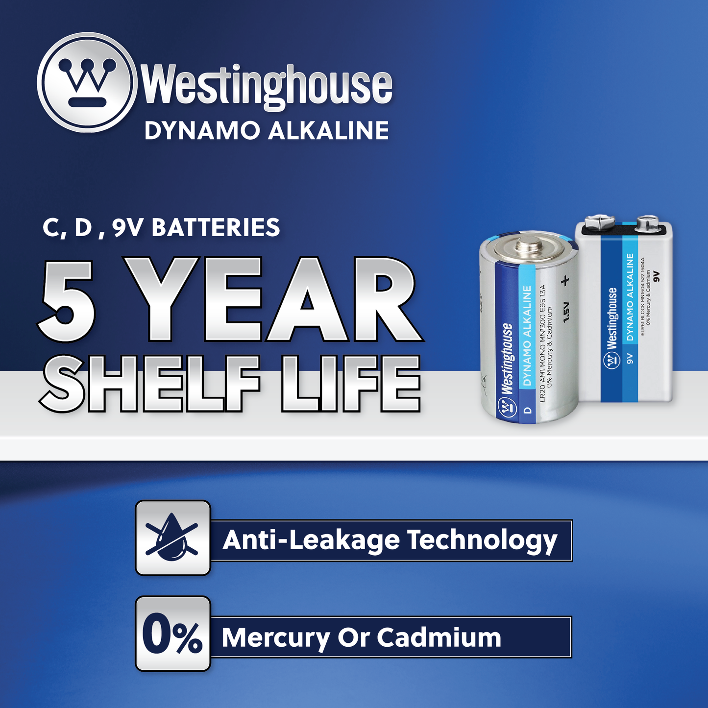 Westinghouse D Dynamo Alkaline Shrink Pack of 2