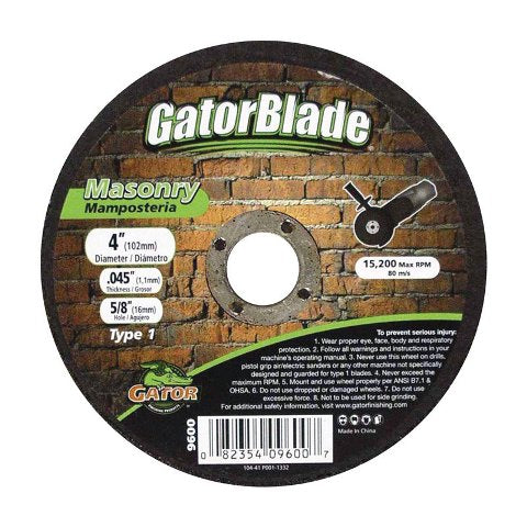 Gator Grit 9600 4 x 0.5 x 0.64 in. Masonry Wheel