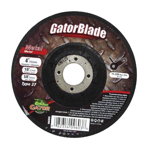 Gator Grit 9603 4 x 0.12 x 0.64 in. Metal Grinding Wheel  White