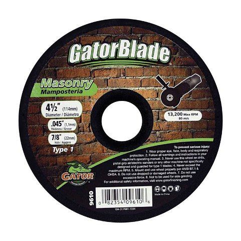 Gator Grit 9610 4.5 x 0.5 x 0.88 in. Masonry Wheel