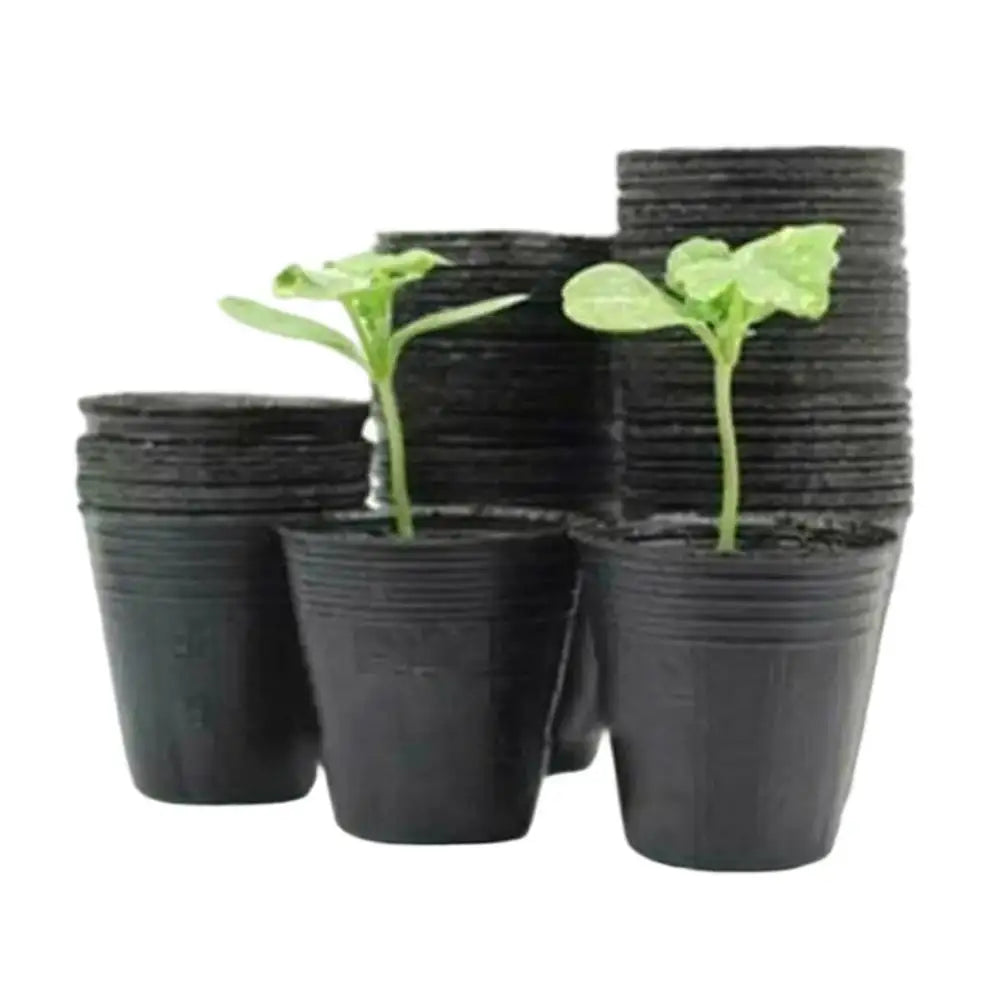 100 Pack Black Plastic Plant Containers for Horticulture with Drainage System and Ventilation for Consistent Growth Support