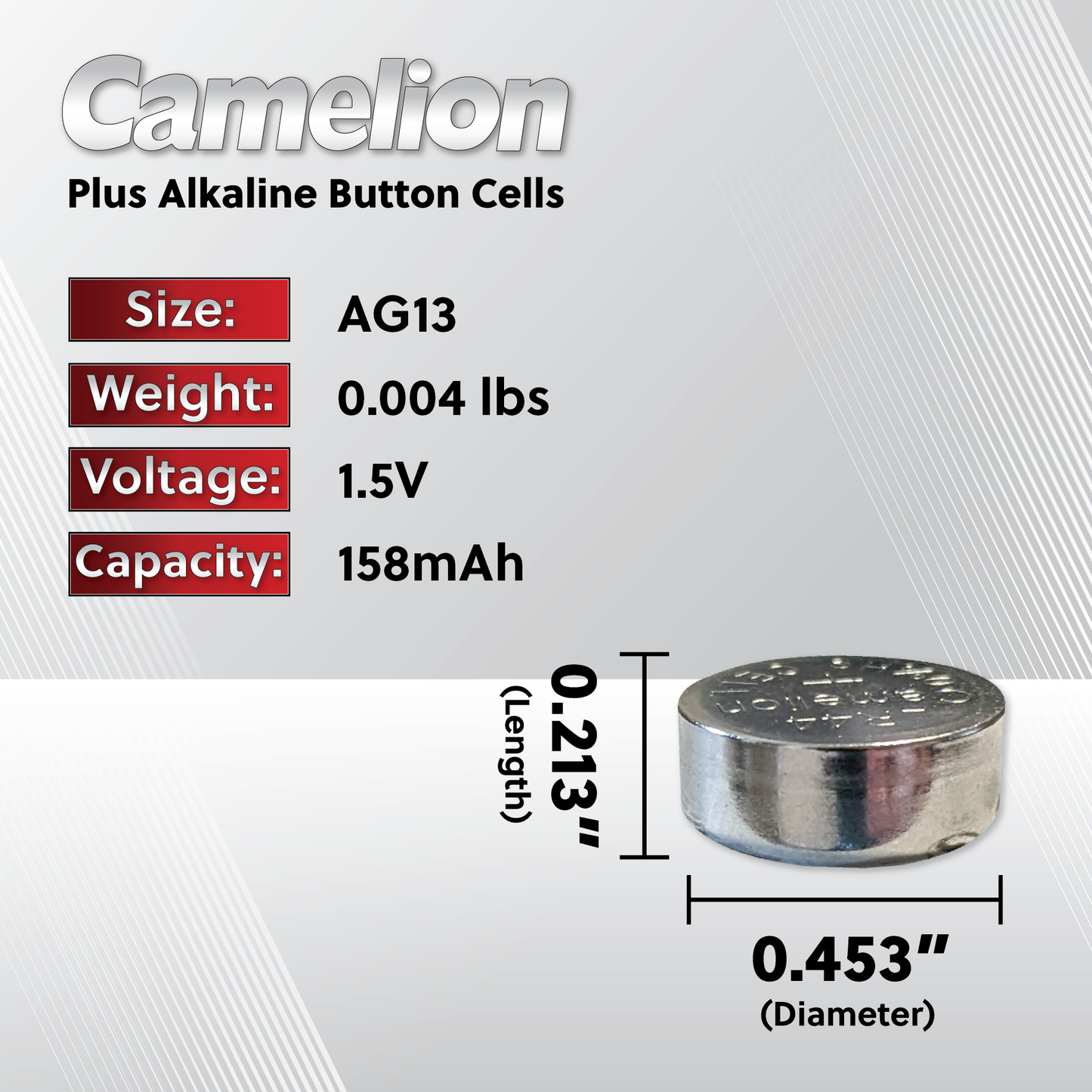 Camelion AG13 / G13 / LR44 / A76 / SR44W / GP76A / 357 1.5V Alkaline