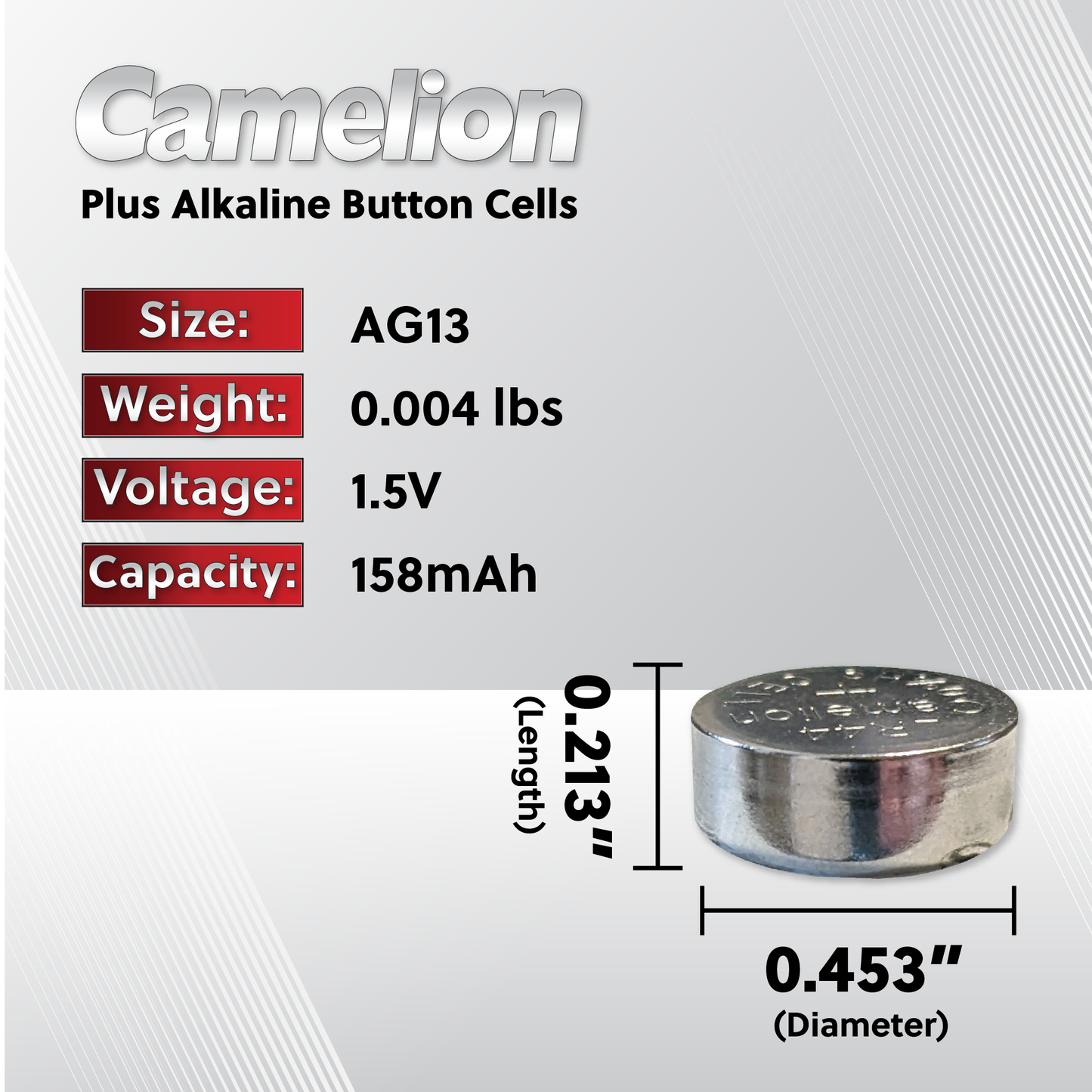 Camelion AG13 Alkaline Button Cell 20 Pack