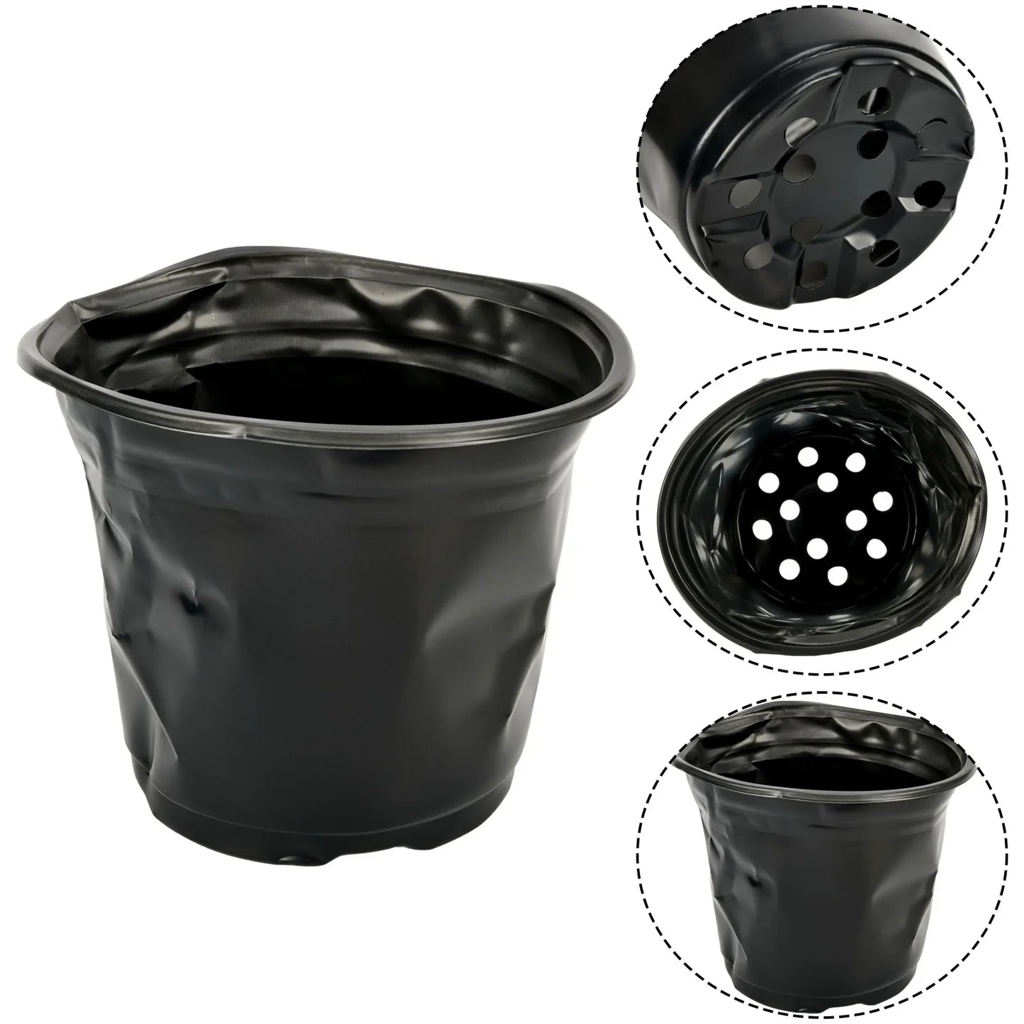 Black Plastic Flower Pot Designed for Aloe Vera Bonsai Orchid Pothos Snake Plant Succulent Herbs Mint Tulip and Daisy Plants